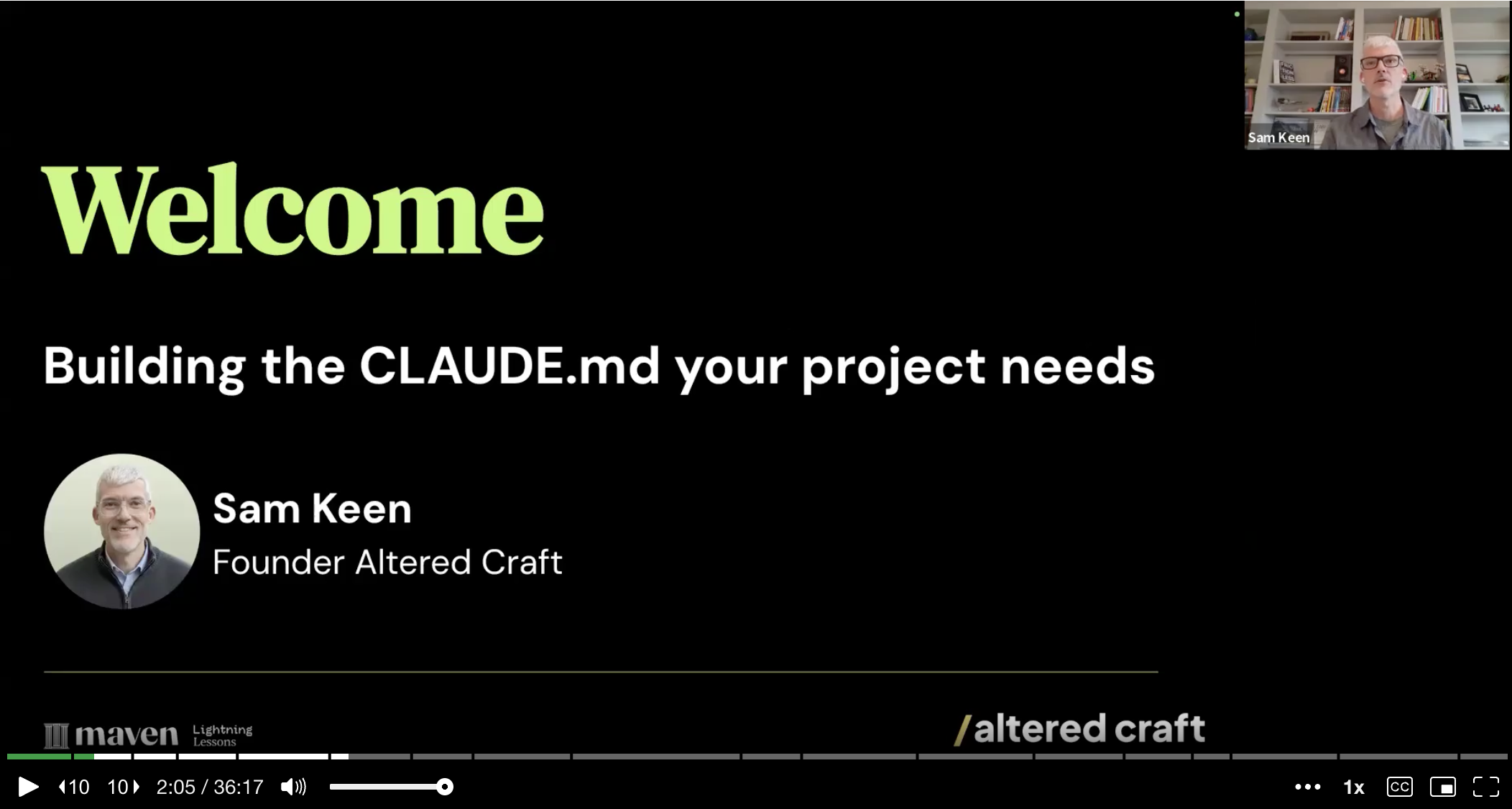 Maven Lightning Lesson title slide: Building the CLAUDE.md your project needs